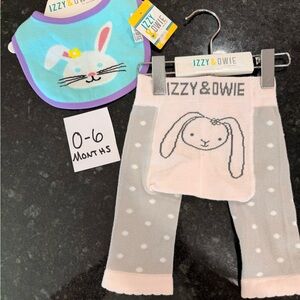 Bunny Baby Leggings and Bib Set - Pink and Blue